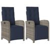 vidaXL Reclining Garden Chairs 2 pcs with Footrest Grey Poly Rattan