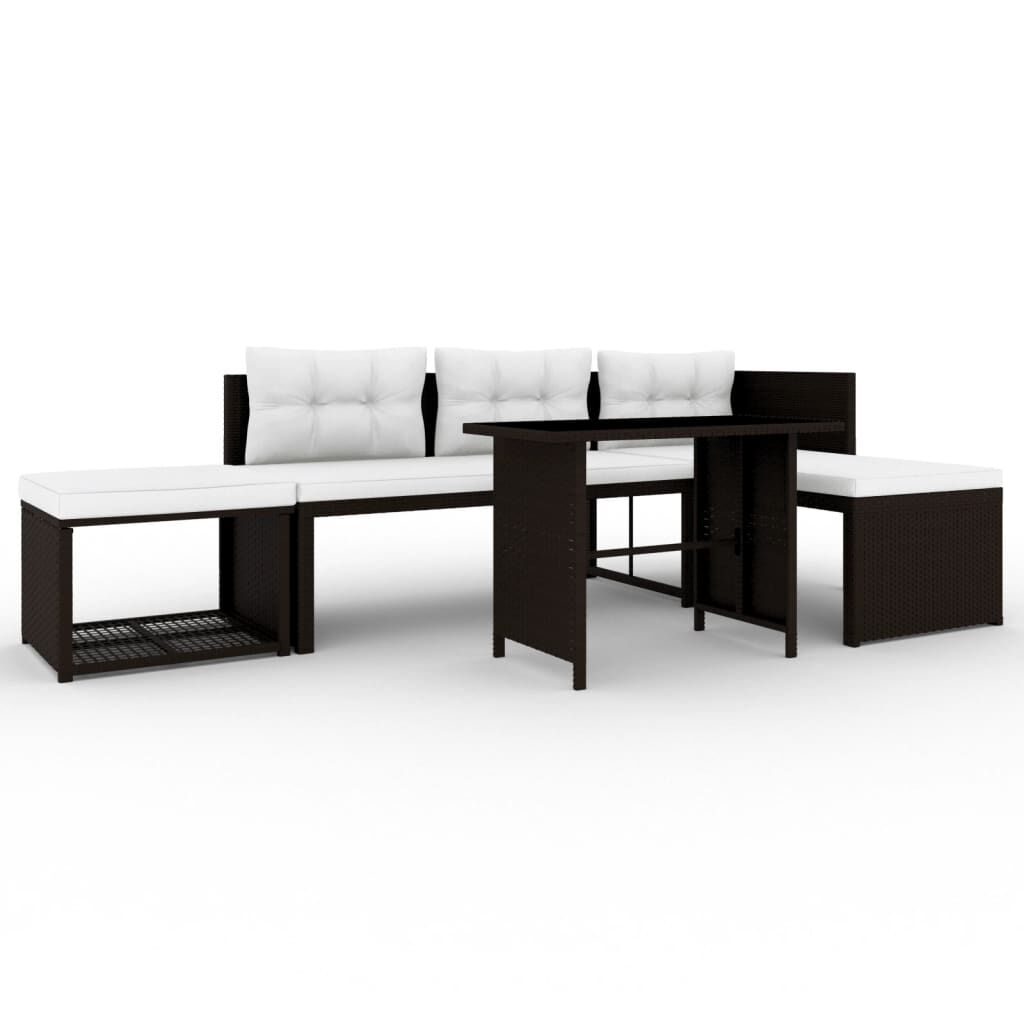 vidaXL 4 Piece Garden Lounge Set Poly Rattan Brown