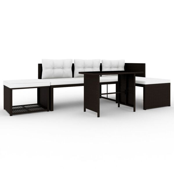 vidaXL 4 Piece Garden Lounge Set Poly Rattan Brown