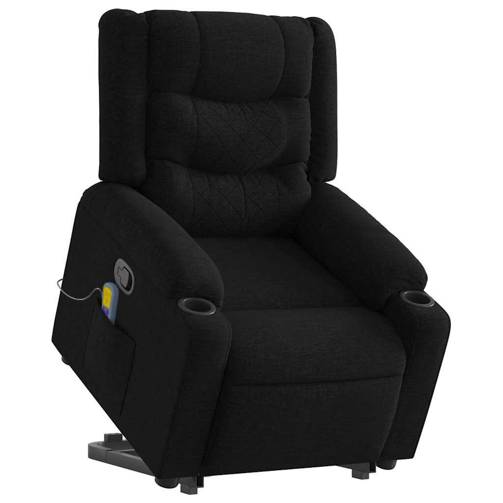 vidaXL Stand up Massage Recliner Chair Black Fabric