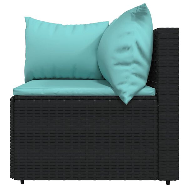 vidaXL 4 Piece Garden Lounge Set with Cushions Black Poly Rattan