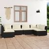 vidaXL 6 Piece Garden Lounge Set with Cushions Poly Rattan Black