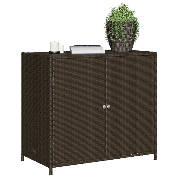 vidaXL Garden Storage Cabinet Brown 83x45x76 cm Poly Rattan