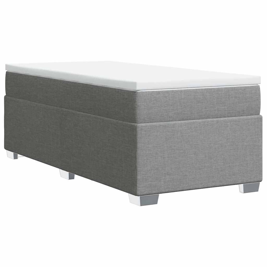 vidaXL Box Spring Bed with Mattress Light Grey Twin XL Fabric