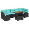 vidaXL Garden Sofa Set with Storage 8 pcs Black Poly rattan