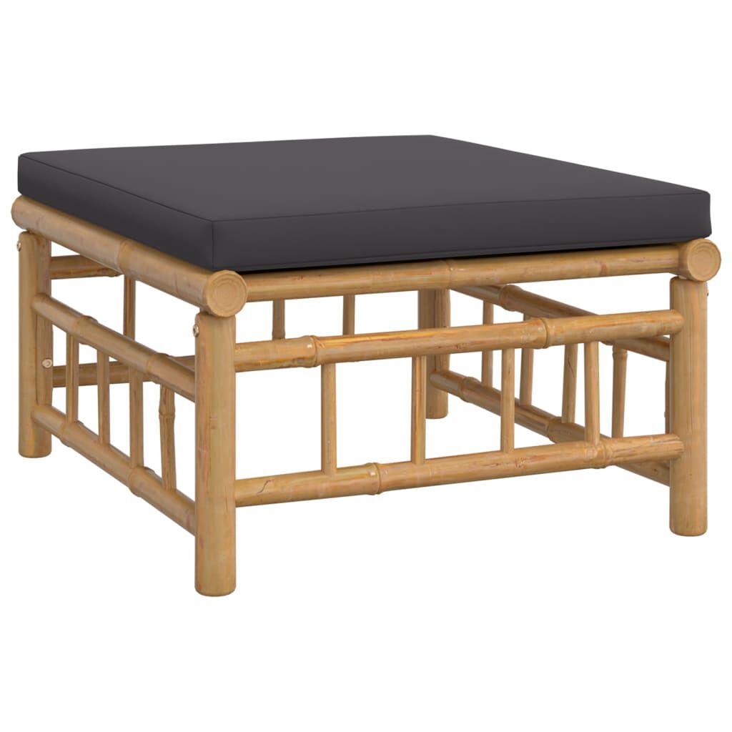 vidaXL 7 Piece Garden Lounge Set with Dark Grey Cushions Bamboo