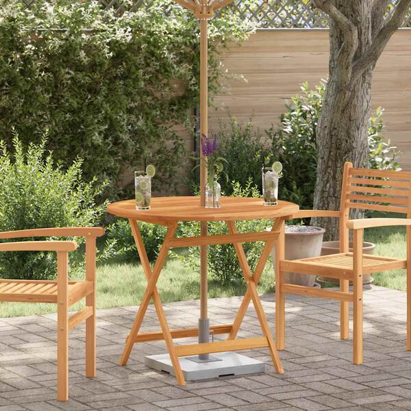 vidaXL Folding Garden Table Ø90x75 cm Solid Eucalyptus Wood