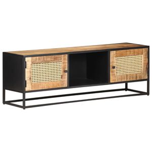 vidaXL TV Cabinet 120x30x40 cm Rough Mango Wood and Natural Cane