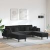 vidaXL Velvet Sofa with Cushion 3 pcs Black 208 cm Velvet