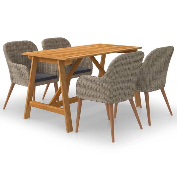 vidaXL 5 Piece Garden Dining Set Brown