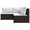 vidaXL 3 Piece Garden Lounge Set with Cushions Brown Poly Rattan