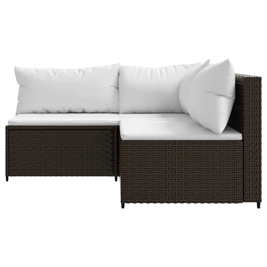 vidaXL 3 Piece Garden Lounge Set with Cushions Brown Poly Rattan