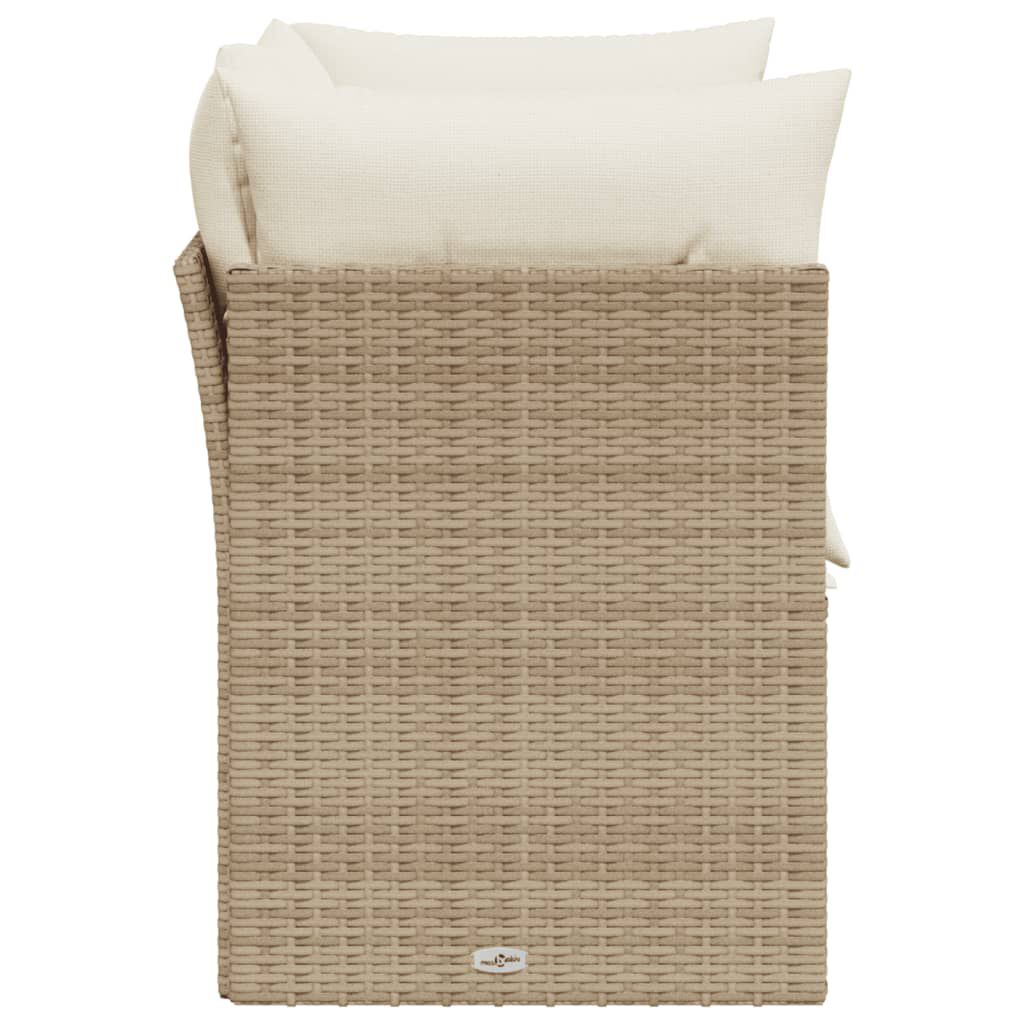 vidaXL Garden Sofa with Cushions 2-Seater Beige Poly Rattan