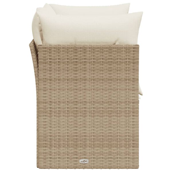 vidaXL Garden Sofa with Cushions 2-Seater Beige Poly Rattan