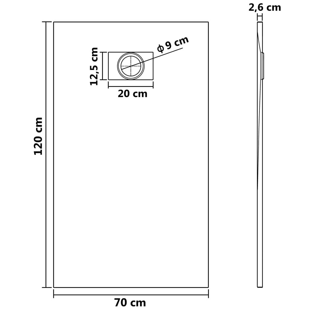 vidaXL Shower Base Tray SMC Brown 120x70 cm