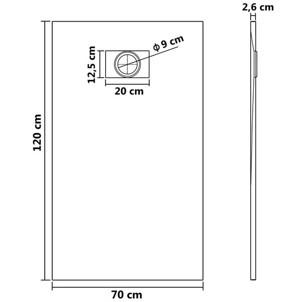 vidaXL Shower Base Tray SMC Brown 120x70 cm