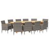 vidaXL 11 Piece Garden Dining Set with Cushions Grey