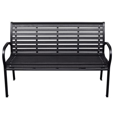 vidaXL Garden Bench Black 116 cm Steel and WPC