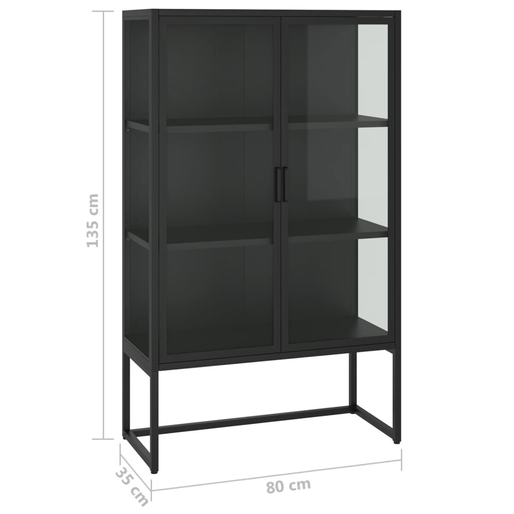 vidaXL Highboard Black 80x35x135 cm Steel and Tempered Glass