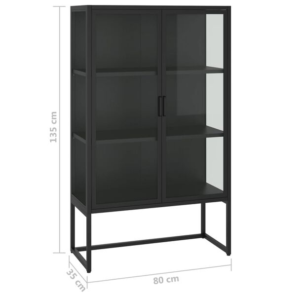 vidaXL Highboard Black 80x35x135 cm Steel and Tempered Glass