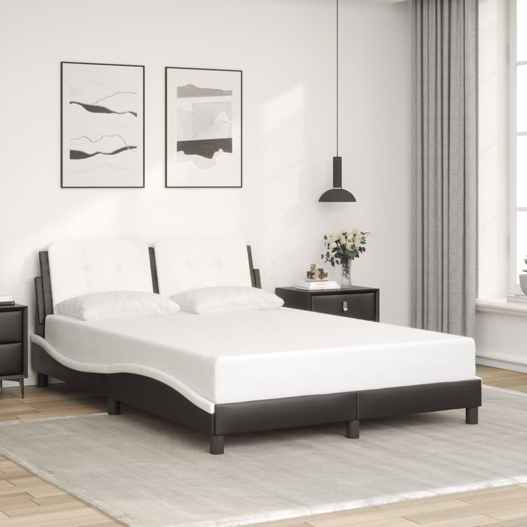 vidaXL Bed Frame with LED without Mattress Black and White 137x187 cm Double