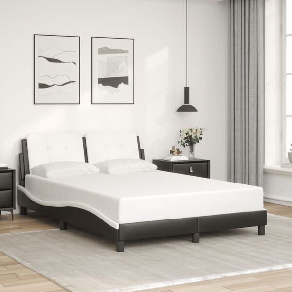 vidaXL Bed Frame with LED without Mattress "Zadar" Black and White 137x190 cm Double