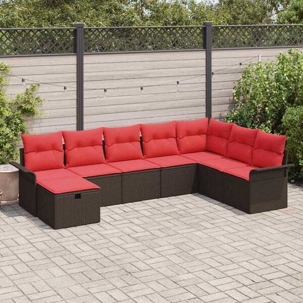 vidaXL Garden Sofa Set 8 pcs Brown and red 297.5 x 187.5 x 85 cm