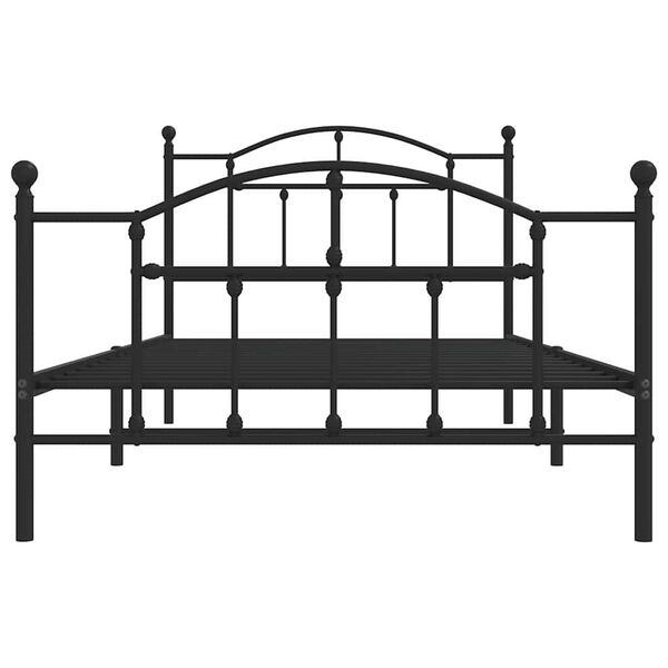 vidaXL Metal Bed Frame without Mattress with Footboard Black 100x200cm