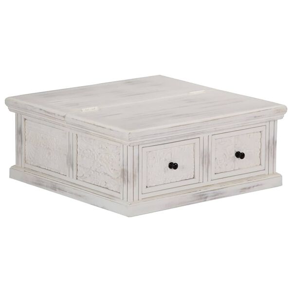 vidaXL Coffee Table White 70x70x30 cm Solid Mango Wood