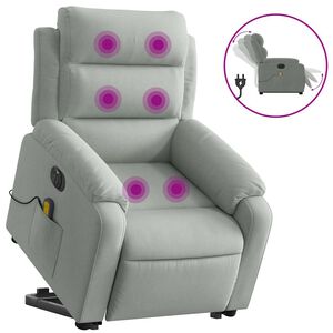 vidaXL Electric Stand up Massage Recliner Chair Light Grey Velvet
