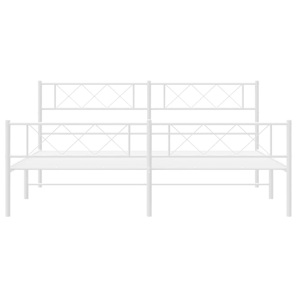 vidaXL Metal Bed Frame without Mattress with Footboard White 193x203cm
