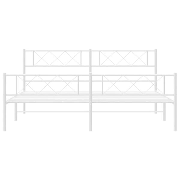 vidaXL Metal Bed Frame without Mattress with Footboard White 193x203cm