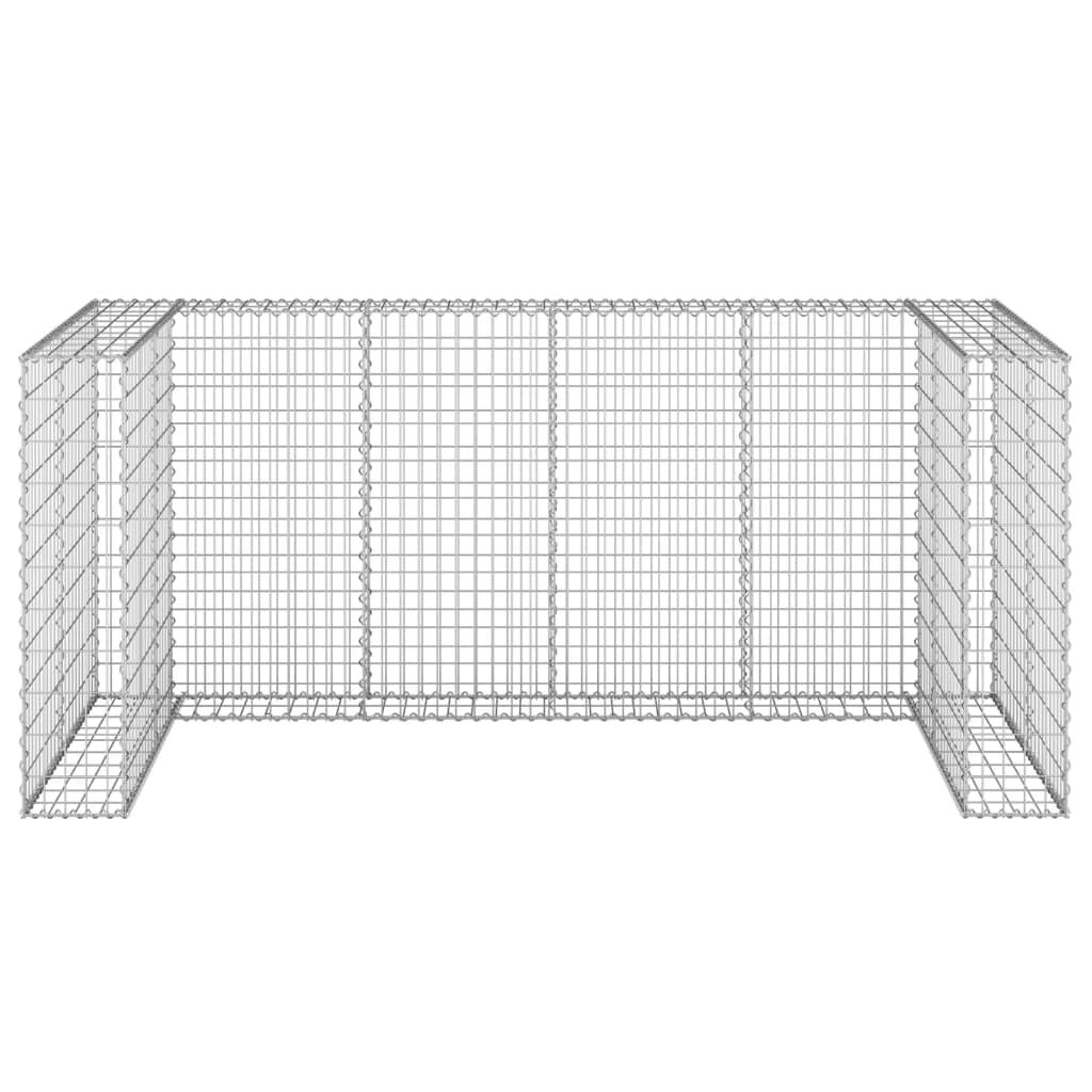vidaXL Gabion Wall for Garbage Bins Galvanised Steel 254x100x110 cm