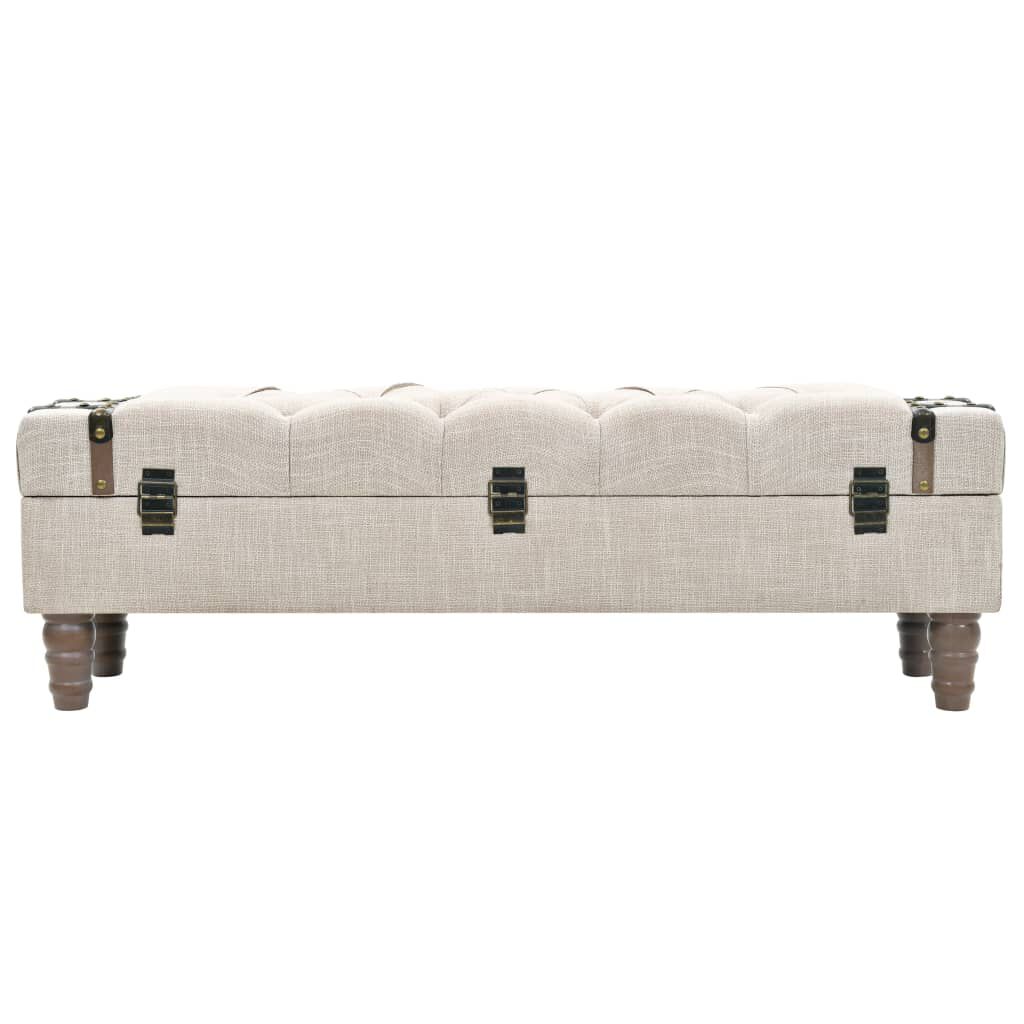 vidaXL Storage Bench 111 cm Cream Solid Wood Fir&Fabric