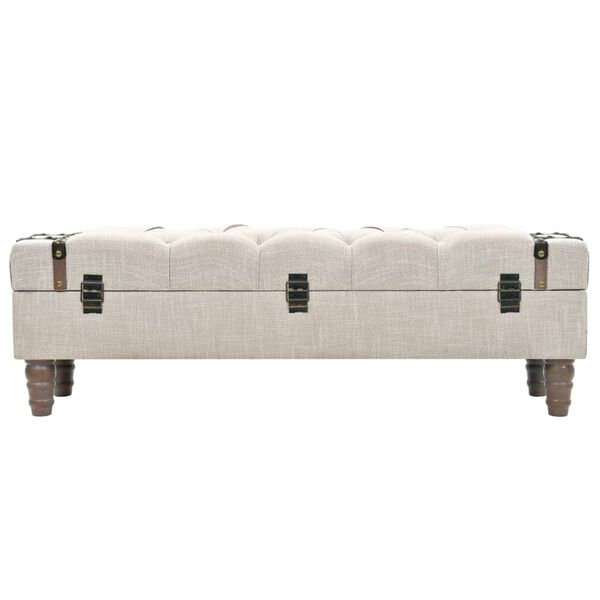 vidaXL Storage Bench 111 cm Cream Solid Wood Fir&Fabric