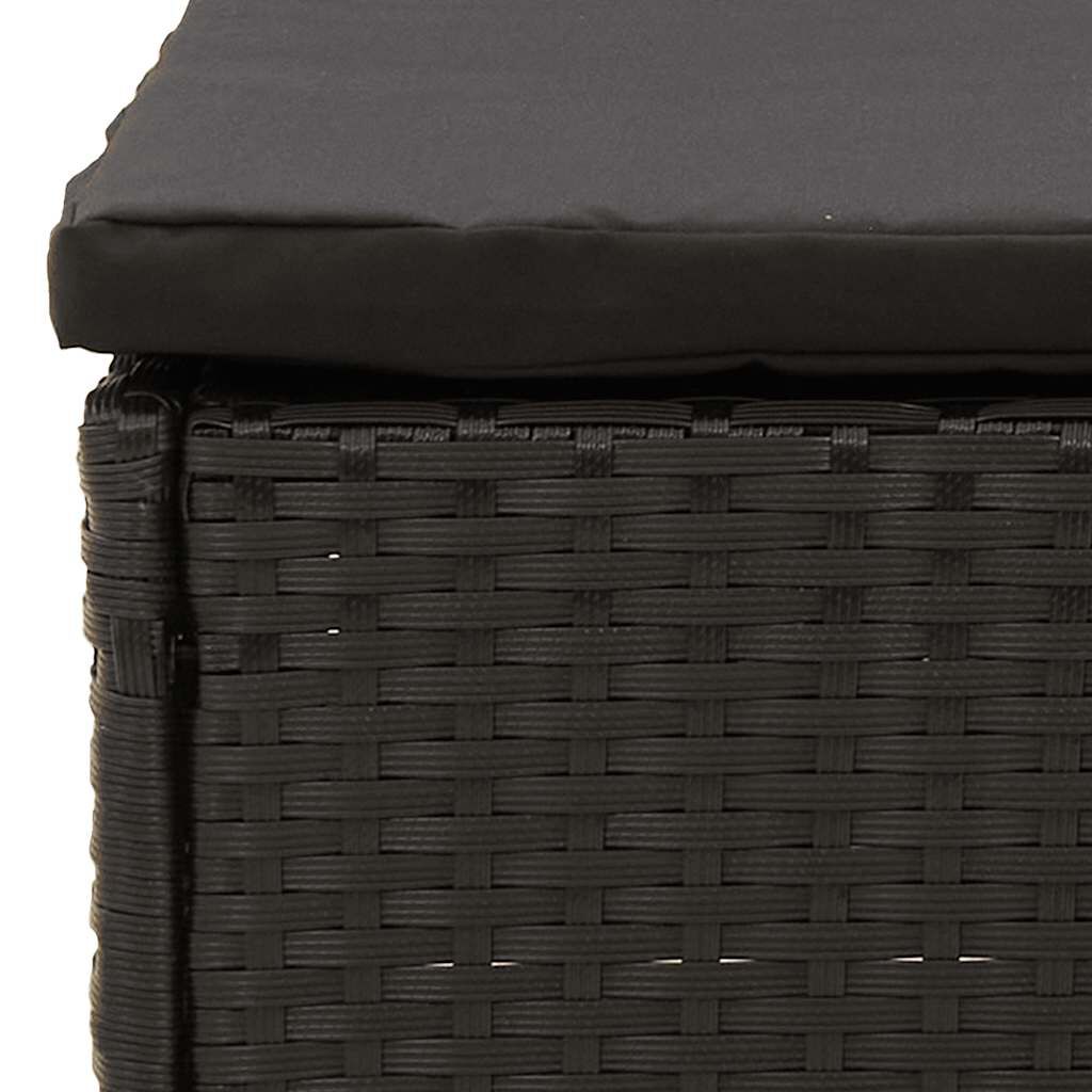 vidaXL Garden Footstool with Cushion Black Poly Rattan