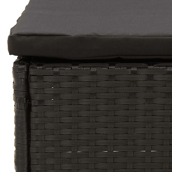 vidaXL Garden Footstool with Cushion Black Poly Rattan