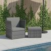 vidaXL Garden Chair with Stool Poly Rattan Anthracite