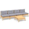 vidaXL 5 Piece Garden Lounge Set with Grey Cushions Pinewood