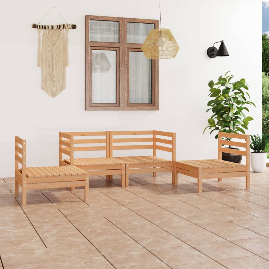 vidaXL 4 Piece Garden Lounge Set Solid Pinewood