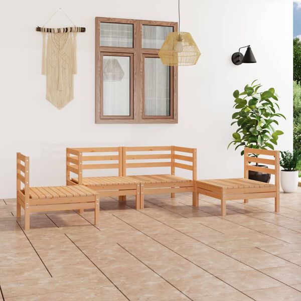 vidaXL 4 Piece Garden Lounge Set Solid Pinewood