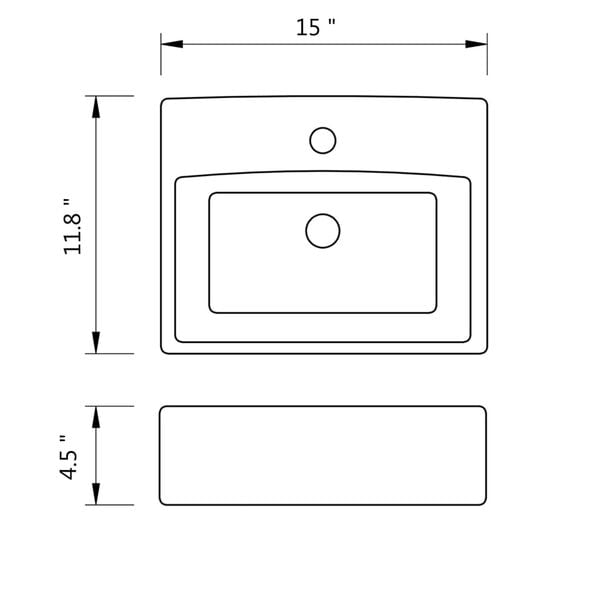 vidaXL Ceramic Bathroom Sink Basin with Faucet Hole Black Square