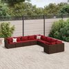 vidaXL 10 Piece Garden Sofa Set with Cushions Brown Poly Rattan