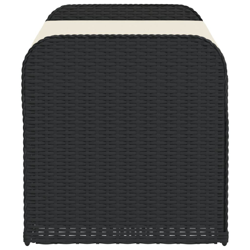 vidaXL Storage Bench with Cushion Black 115x51x52 cm Poly Rattan