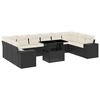 vidaXL 11 Piece Garden Sofa Set with Cushions Black Poly Rattan