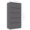 vidaXL Drawer Sideboard Grey 60x35x121 cm Engineered Wood