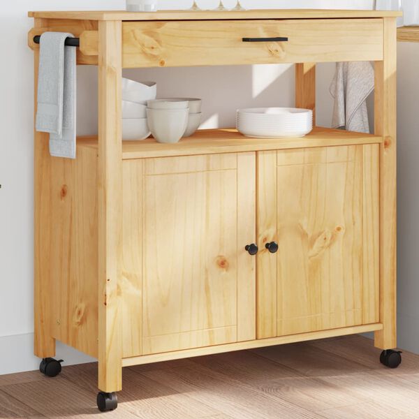 vidaXL Kitchen Trolley MONZA 84x40x90 cm Solid Wood Pine