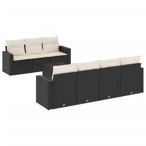 vidaXL 8 Piece Garden Sofa Set with Cushions Black Poly Rattan