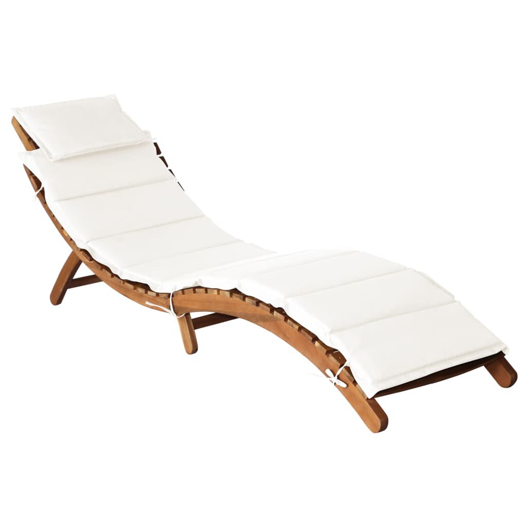 vidaXL Sun Loungers with Cushions 2 pcs Cream White Solid Wood Acacia