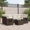 vidaXL 7 Piece Garden Sofa Set with Cushions Brown Poly Rattan